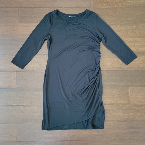 Gibson Black 3/4 Sleeve Ruched Side Jersey Knit Bodycon Dress Women's Size L - Picture 6 of 9